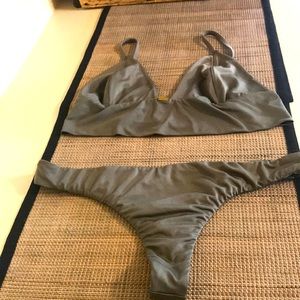 Khaki green thong bikini